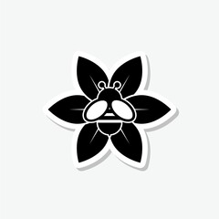 Bee on flower sticker icon isolated on gray background