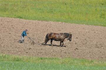 Prace na polu. Orka. Polska - Mazury - Warmia. © Rafa