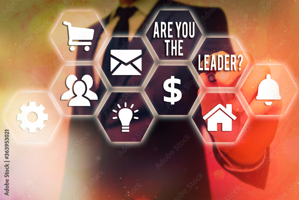Poster conceptual hand writing showing are you the leader question. concept meaning asking for the qualific