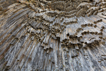 Basalt rock formations known as symphony of the stones, in Armenia