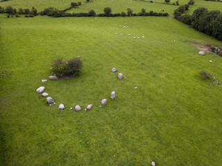 Piper's Stone circle drone shot. Athgreany, Co. Wicklow. Ireland. July 2020