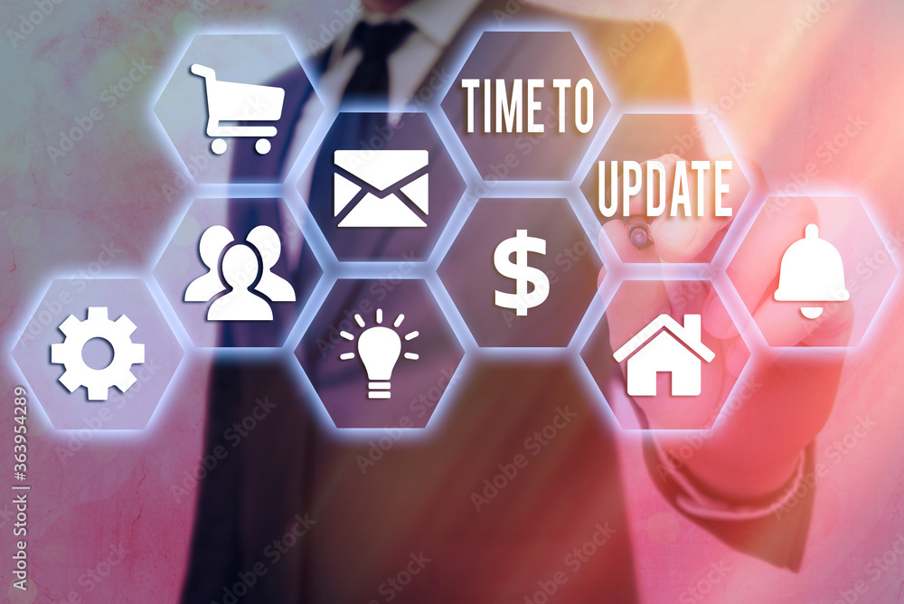 Poster conceptual hand writing showing time to update. concept meaning system software update for enhanceme