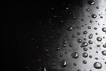 drops of water on a sheet of iron - Gray wet background texture
