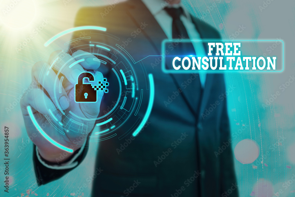 Poster writing note showing free consultation. business concept for a meeting to discuss something or to ge