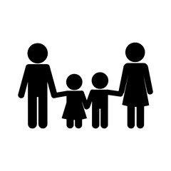 Mother father son and daughter avatar silhouette style icon design, Family relationship and generation theme Vector illustration