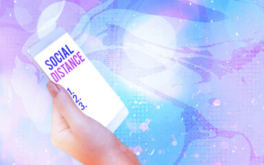 Word writing text Social Distance. Business photo showcasing maintaining a high interval physical...