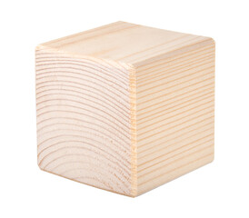 Wooden square brick cubic isolated on the white