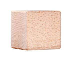 Wooden square brick cubic isolated on the white