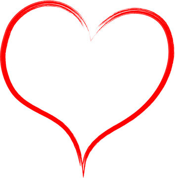 Red heart - doodle style outline for romantic valentines day greeting card. Vector graphic for web design, beautiful icon for cover.