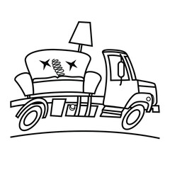 Bulky garbage collection. Vector scalable drawing.