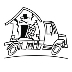 Construction waste removal. Vector illustration.