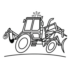 Sale and rental of utility equipment. Tractor. Vector illustration.