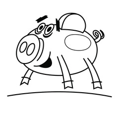 Piggy bank. Tariffs and prices. Currency exchange. Vector scalable drawing.