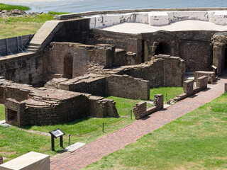 Interior of Fort Sumter National Monument in the mouth of Charleston Harbor where the first shots of the Civil War were fired