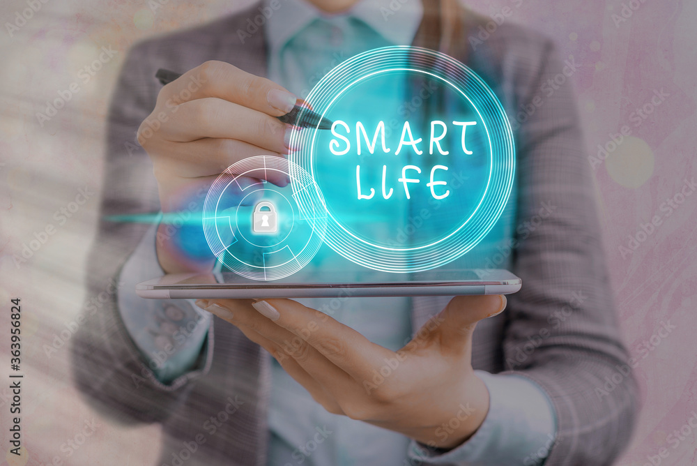 Poster text sign showing smart life. business photo showcasing technology that works to make living enjoyab
