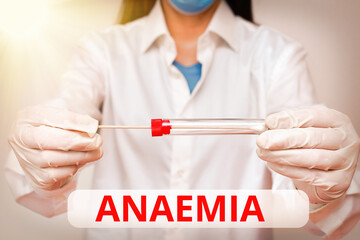 Word writing text Anaemia. Business photo showcasing a condition marked by a deficiency of...