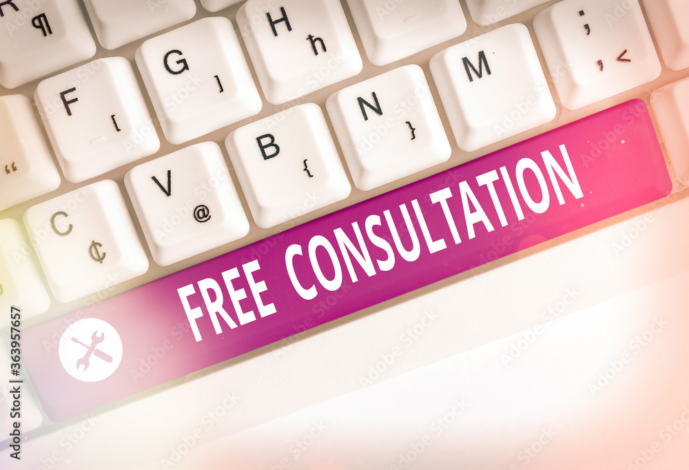 Poster writing note showing free consultation. business concept for a meeting to discuss something or to ge