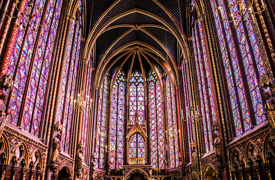 The Sainte Chapelle (Holy Chapel) in Paris, France. The Sainte Chapelle is a royal medieval Gothic chapel in Paris and one of the most famous monuments of the city.