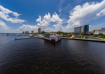 Fototapeta na wymiar Fort Myers waterfront scene circa 2020