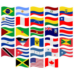 set flags of countries in america continent icon vector symbol of country illustration isolated white background