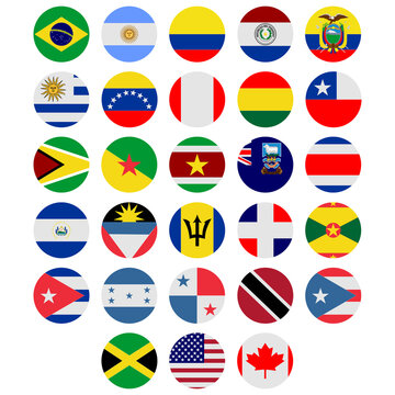 set flags of countries in america continent icon vector symbol of country illustration isolated white background