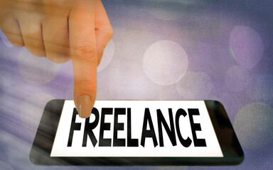 Writing note showing Freelance. Business concept for working at different firms rather than being...