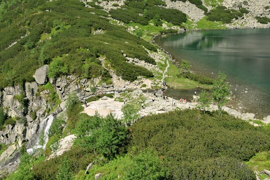 Czarny Staw mountain lake under Rysy in the Tatra Mountains