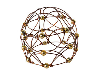A Jigsaw Puzzle Created Using a Handicraft Method of Wire and Balls. Formed Like a Sphere. Isolated On White Background