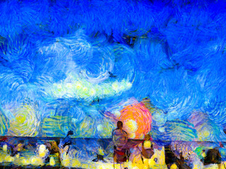 Obraz na płótnie Canvas blue background drawn with pastel crayons