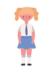 Girl kid cartoon with uniform design, Back to school eduacation class lesson theme Vector illustration