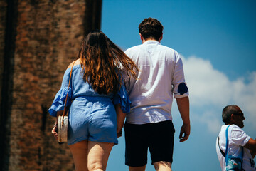 Couple walking in the city