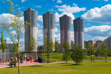 Obraz premium Towers on the Khodynsky field in Moscow in the summer