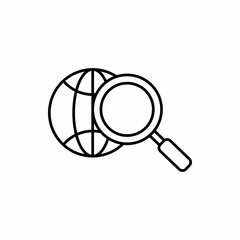 Outline globe search icon.Globe search vector illustration. Symbol for web and mobile