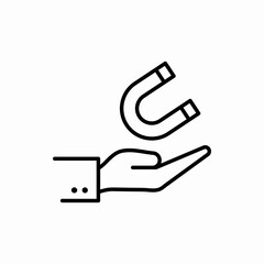 Outline hand with magnet icon.Hand with magnet vector illustration. Symbol for web and mobile