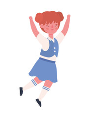 Girl kid cartoon with uniform jumping design, Back to school eduacation class lesson theme Vector illustration