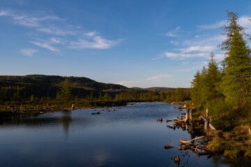 Scenic view of a canadian lake in Charlevoix region, Quebec