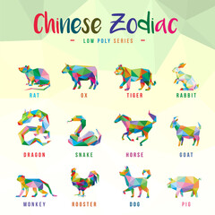 CHINESE ZODIAC ANIMALS LOW POLY