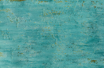 Turquoise cracked peeling rusty background.