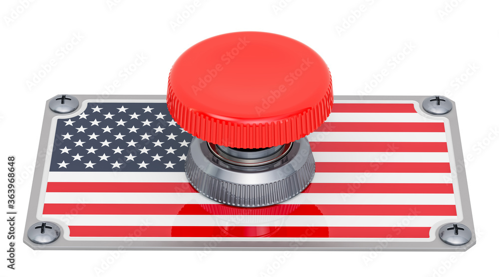 Poster push button with the united states flag, 3d rendering
