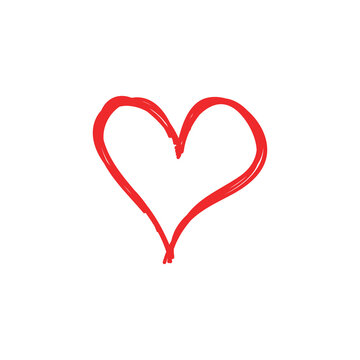 Heart doodle icon, symbol of love. Hand drawn illustration.