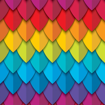 Rainbow seamless pattern with abstract scales. Vector background.
