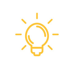 Idea icon, shinning light bulb. Electric lamp linear pictogram. Bright solution symbol.