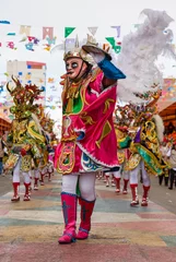 Wall murals Carnival Bolivian carnival in Oruro with masked dancers
