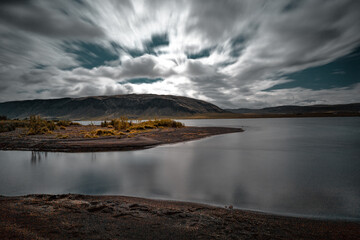Long exposure island lake