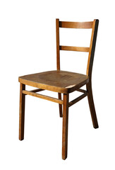 wooden old brown chair on white background