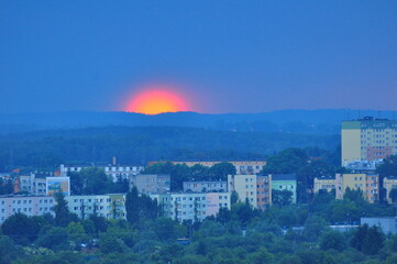 Polska - Mazury - Olsztyn. Zachód słońca.