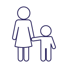 Mother with son avatar line style icon design, Family relationship and generation theme Vector illustration