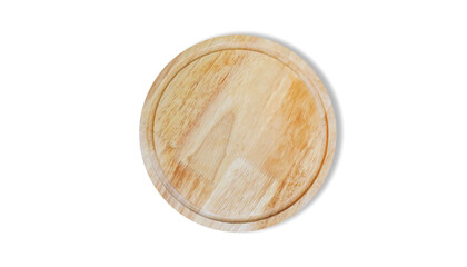 wooden plate cutting round Board on white background