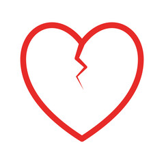 broken heart flat style icon design of love passion and romantic theme Vector illustration