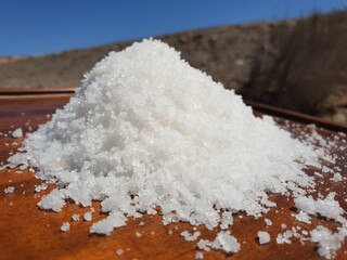 sea salt on a wooden background